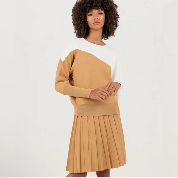 Aleeza Paris Pleated Wonder Skirt In Nugget Carmel Color XL 25 Long Stretch New - Picture 3 of 7